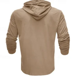Online OUKU Men's Hoodie Black White Army Green Royal Blue Khaki Hooded Plain Sports & Outdoor Daily Holiday Cotton Streetwear Basic Casual Spring & Fall Clothing Apparel Hoodies Sweatshirts