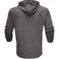 Online OUKU Men's Hoodie Black White Army Green Royal Blue Khaki Hooded Plain Sports & Outdoor Daily Holiday Cotton Streetwear Basic Casual Spring & Fall Clothing Apparel Hoodies Sweatshirts