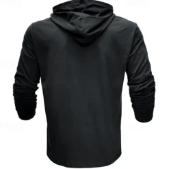 Online OUKU Men's Hoodie Black White Army Green Royal Blue Khaki Hooded Plain Sports & Outdoor Daily Holiday Cotton Streetwear Basic Casual Spring & Fall Clothing Apparel Hoodies Sweatshirts