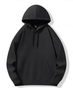 Best OUKU Men's Hoodie Black White Hooded Plain Sports & Outdoor Daily Holiday Cotton Streetwear Cool Casual Spring & Fall Clothing Apparel Hoodies Sweatshirts Long Sleeve
