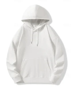 Best OUKU Men's Hoodie Black White Hooded Plain Sports & Outdoor Daily Holiday Cotton Streetwear Cool Casual Spring & Fall Clothing Apparel Hoodies Sweatshirts Long Sleeve