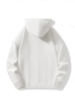 Best OUKU Men's Hoodie Black White Hooded Plain Sports & Outdoor Daily Holiday Cotton Streetwear Cool Casual Spring & Fall Clothing Apparel Hoodies Sweatshirts Long Sleeve