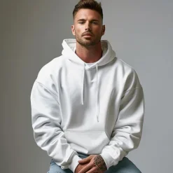 OUKU Men's Hoodie Black White Hooded Plain Sports & Outdoor Daily Holiday Cotton Streetwear Cool Casual Spring & Fall Clothing Apparel Hoodies Sweatshirts Long Sleeve