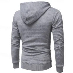 New OUKU Men's Hoodie Black White Light Grey Dark Gray Hooded Plain Drawstring Ribbed Front Pocket Sports & Outdoor Daily Holiday Polyester Textured Streetwear Basic Casual Spring & Fall Clothing Apparel