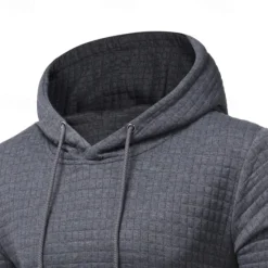 New OUKU Men's Hoodie Black White Light Grey Dark Gray Hooded Plain Drawstring Ribbed Front Pocket Sports & Outdoor Daily Holiday Polyester Textured Streetwear Basic Casual Spring & Fall Clothing Apparel