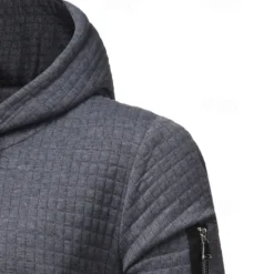 New OUKU Men's Hoodie Black White Light Grey Dark Gray Hooded Plain Drawstring Ribbed Front Pocket Sports & Outdoor Daily Holiday Polyester Textured Streetwear Basic Casual Spring & Fall Clothing Apparel
