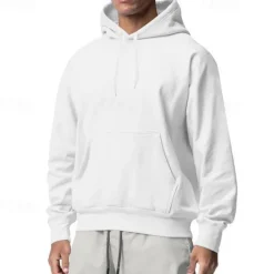 Best OUKU Men's Hoodie Black White Pink Light Grey Dark Gray Hooded Plain Pocket Sports & Outdoor Daily Holiday Streetwear Basic Casual Spring & Fall Clothing Apparel Hoodies Sweatshirts