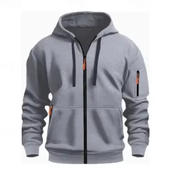 OUKU Men's Hoodie Black White Wine Army Green Red Hooded Plain Zipper Color Block Sports & Outdoor Casual Daily Polyester Cool Casual Athletic Spring & Fall Clothing Apparel Hoodies Sweatshirts Long