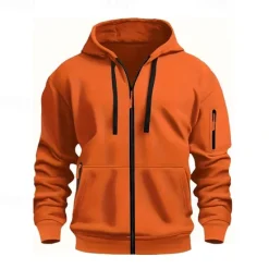 OUKU Men's Hoodie Black White Wine Army Green Red Hooded Plain Zipper Color Block Sports & Outdoor Casual Daily Polyester Cool Casual Athletic Spring & Fall Clothing Apparel Hoodies Sweatshirts Long