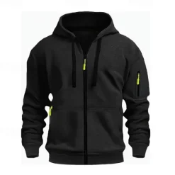 OUKU Men's Hoodie Black White Wine Army Green Red Hooded Plain Zipper Color Block Sports & Outdoor Casual Daily Polyester Cool Casual Athletic Spring & Fall Clothing Apparel Hoodies Sweatshirts Long