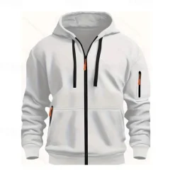 OUKU Men's Hoodie Black White Wine Army Green Red Hooded Plain Zipper Color Block Sports & Outdoor Casual Daily Polyester Cool Casual Athletic Spring & Fall Clothing Apparel Hoodies Sweatshirts Long