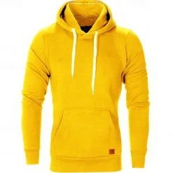 Clearance OUKU Men's Hoodie Black White Yellow Wine Army Green Hooded Plain Pocket Sports & Outdoor Daily Holiday Polyester Streetwear Basic Casual Spring & Fall Clothing Apparel Hoodies Sweatshirts
