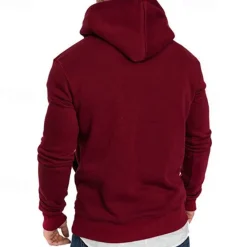 Clearance OUKU Men's Hoodie Black White Yellow Wine Army Green Hooded Plain Pocket Sports & Outdoor Daily Holiday Polyester Streetwear Basic Casual Spring & Fall Clothing Apparel Hoodies Sweatshirts