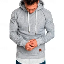 Clearance OUKU Men's Hoodie Black White Yellow Wine Army Green Hooded Plain Pocket Sports & Outdoor Daily Holiday Polyester Streetwear Basic Casual Spring & Fall Clothing Apparel Hoodies Sweatshirts