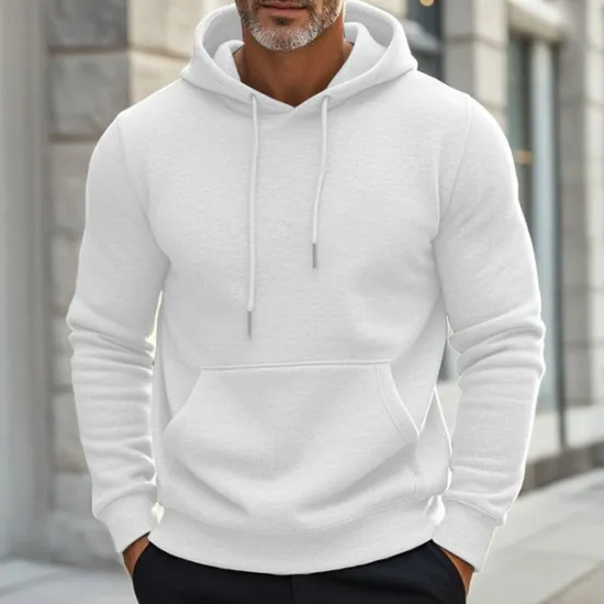 Discount OUKU Men's Hoodie Black Wine Dark Green Light Grey Dark Gray Hooded Plain Drawstring Pocket Ribbed Sports & Outdoor Daily Holiday Streetwear Basic Casual Spring & Fall Clothing Apparel Hoodies