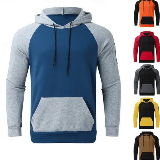 Sale OUKU Men's Hoodie Black Yellow Red Blue Orange Hooded Color Block Sports & Outdoor Daily Holiday Streetwear Cool Casual Spring & Fall Clothing Apparel Hoodies Sweatshirts
