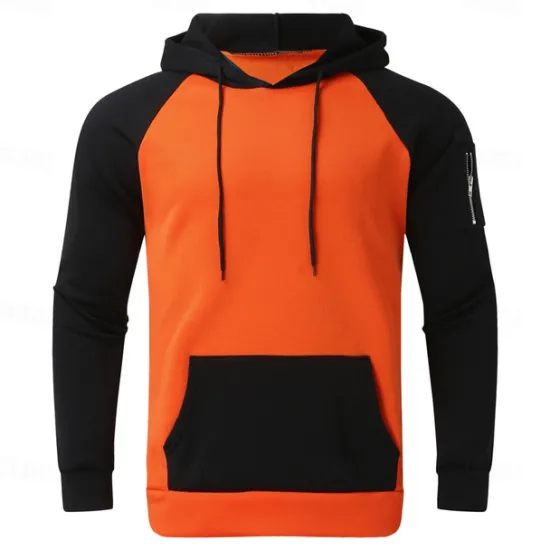 Sale OUKU Men's Hoodie Black Yellow Red Blue Orange Hooded Color Block Sports & Outdoor Daily Holiday Streetwear Cool Casual Spring & Fall Clothing Apparel Hoodies Sweatshirts
