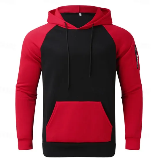 Sale OUKU Men's Hoodie Black Yellow Red Blue Orange Hooded Color Block Sports & Outdoor Daily Holiday Streetwear Cool Casual Spring & Fall Clothing Apparel Hoodies Sweatshirts