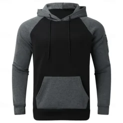 Sale OUKU Men's Hoodie Black Yellow Red Blue Orange Hooded Color Block Sports & Outdoor Daily Holiday Streetwear Cool Casual Spring & Fall Clothing Apparel Hoodies Sweatshirts