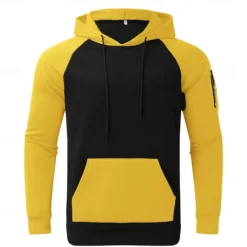 Sale OUKU Men's Hoodie Black Yellow Red Blue Orange Hooded Color Block Sports & Outdoor Daily Holiday Streetwear Cool Casual Spring & Fall Clothing Apparel Hoodies Sweatshirts