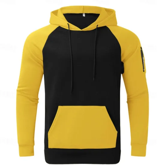 Sale OUKU Men's Hoodie Black Yellow Red Blue Orange Hooded Color Block Sports & Outdoor Daily Holiday Streetwear Cool Casual Spring & Fall Clothing Apparel Hoodies Sweatshirts