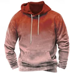 New OUKU Men's Hoodie Blue Orange Green Gray Hooded Color Block Pocket Sports & Outdoor Daily Holiday Streetwear Basic Casual Spring & Fall Clothing Apparel Hoodies Sweatshirts