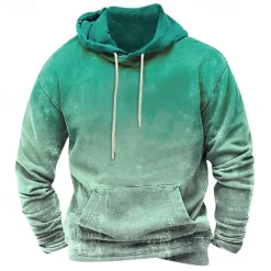 New OUKU Men's Hoodie Blue Orange Green Gray Hooded Color Block Pocket Sports & Outdoor Daily Holiday Streetwear Basic Casual Spring & Fall Clothing Apparel Hoodies Sweatshirts
