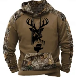 Clearance OUKU Men's Hoodie Brown 2# Brown 3# Brown Hooded Camouflage Camo / Camouflage 3D Print Cool Fall Winter Clothing Apparel Hoodies Sweatshirts