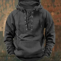 OUKU Men's Hoodie Drawstring Hoodies Black Pink Army Green Blue Khaki Hooded Plain Front Pocket Sports Outdoor Daily Holiday Streetwear Basic Casual Fall Winter Clothing Apparel Hoodies Sweatshirts