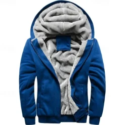 Discount OUKU Men's Hoodie Fleece Hoodie Fleece lined Hoodie Black Red Blue Gray Hooded Plain Zipper Color Block Sports & Outdoor Casual Daily Polyester Streetwear Cool Casual Fall Winter Clothing Apparel Hoodies