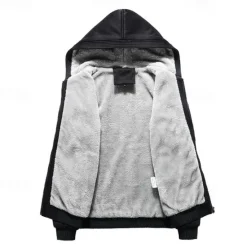 Discount OUKU Men's Hoodie Fleece Hoodie Fleece lined Hoodie Black Red Blue Gray Hooded Plain Zipper Color Block Sports & Outdoor Casual Daily Polyester Streetwear Cool Casual Fall Winter Clothing Apparel Hoodies