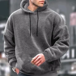 OUKU Men's Hoodie Fleece Hoodie Black Brown Gray Hooded Plain Pocket Sports & Outdoor Daily Holiday Streetwear Cool Casual Winter Spring & Fall Clothing Apparel Hoodies Sweatshirts