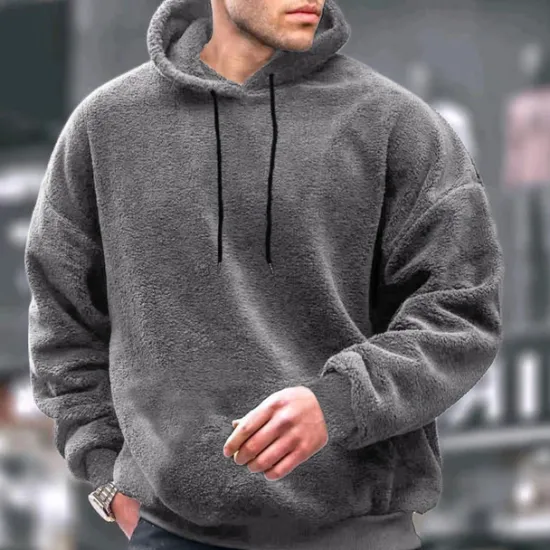 OUKU Men's Hoodie Fleece Hoodie Black Brown Gray Hooded Plain Pocket Sports & Outdoor Daily Holiday Streetwear Cool Casual Winter Spring & Fall Clothing Apparel Hoodies Sweatshirts