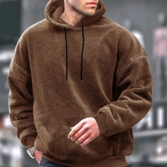 OUKU Men's Hoodie Fleece Hoodie Black Brown Gray Hooded Plain Pocket Sports & Outdoor Daily Holiday Streetwear Cool Casual Winter Spring & Fall Clothing Apparel Hoodies Sweatshirts