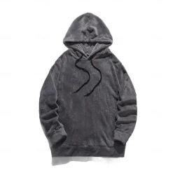 OUKU Men's Hoodie Fleece Hoodie Black Brown Gray Hooded Plain Pocket Sports & Outdoor Daily Holiday Streetwear Cool Casual Winter Spring & Fall Clothing Apparel Hoodies Sweatshirts