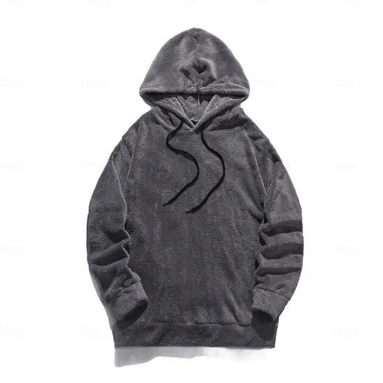 OUKU Men's Hoodie Fleece Hoodie Black Brown Gray Hooded Plain Pocket Sports & Outdoor Daily Holiday Streetwear Cool Casual Winter Spring & Fall Clothing Apparel Hoodies Sweatshirts