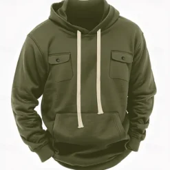 Best OUKU Men's Hoodie Fleece Hoodie Tactical Hoodie Black Army Green Khaki Light Grey Dark Gray Hooded Plain Pocket Casual Daily Streetwear Basic Casual Tactical Spring & Fall Cross-Seasons Clothing Apparel