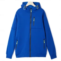 Sale OUKU Men's Hoodie Full Zip Hoodie Fleece Hoodie Black White Wine Navy Blue Royal Blue Hooded Plain Zipper Pocket Sports & Outdoor Daily Holiday Polyester Streetwear Cool Casual Spring & Fall Clothing