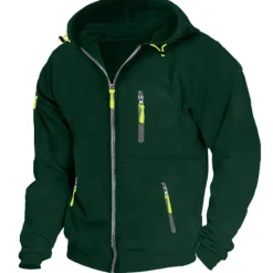 Sale OUKU Men's Hoodie Full Zip Hoodie Fleece Hoodie Black White Wine Navy Blue Royal Blue Hooded Plain Zipper Pocket Sports & Outdoor Daily Holiday Polyester Streetwear Cool Casual Spring & Fall Clothing