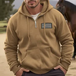 New OUKU Men's Hoodie Full Zip Hoodie Blue Orange Brown Gray Hooded National Flag Sports & Outdoor Daily Holiday Polyester Streetwear Cool Casual Spring & Fall Clothing Apparel Hoodies Sweatshirts Long