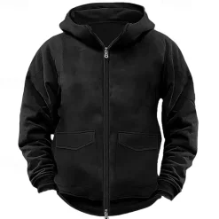 Clearance OUKU Men's Hoodie Full Zip Hoodie Tactical Hoodie Black Navy Blue Khaki Gray Hooded Plain Tactical Sports & Outdoor Daily Streetwear Cool Casual Winter Spring & Fall Clothing Apparel Hoodies Sweatshirts
