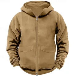 Clearance OUKU Men's Hoodie Full Zip Hoodie Tactical Hoodie Black Navy Blue Khaki Gray Hooded Plain Tactical Sports & Outdoor Daily Streetwear Cool Casual Winter Spring & Fall Clothing Apparel Hoodies Sweatshirts