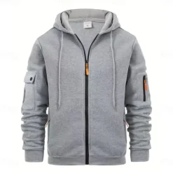 Online OUKU Men's Hoodie Full Zip Hoodie Tactical Hoodie Black Navy Blue Blue Khaki Dark Gray Hooded Plain Sports & Outdoor Daily Holiday Streetwear Cool Casual Winter Spring & Fall Clothing Apparel Hoodies