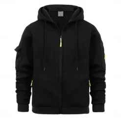 Online OUKU Men's Hoodie Full Zip Hoodie Tactical Hoodie Black Navy Blue Blue Khaki Dark Gray Hooded Plain Sports & Outdoor Daily Holiday Streetwear Cool Casual Winter Spring & Fall Clothing Apparel Hoodies