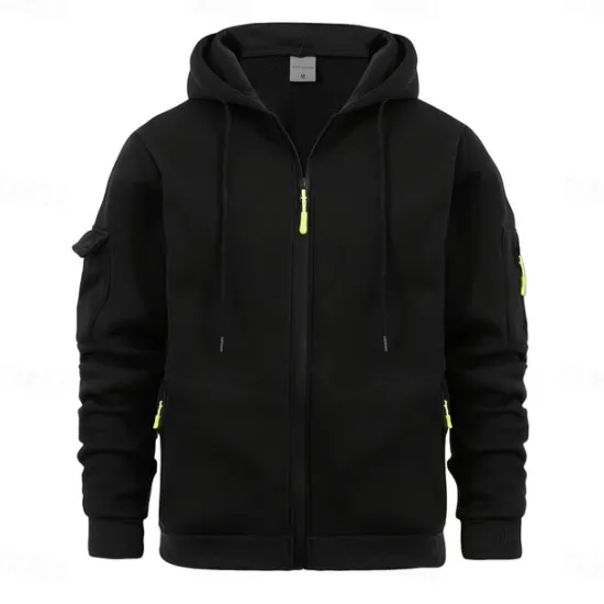 Online OUKU Men's Hoodie Full Zip Hoodie Tactical Hoodie Black Navy Blue Blue Khaki Dark Gray Hooded Plain Sports & Outdoor Daily Holiday Streetwear Cool Casual Winter Spring & Fall Clothing Apparel Hoodies