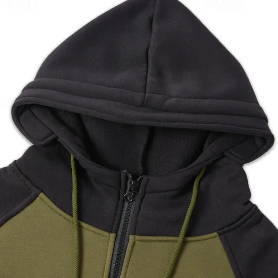 Best OUKU Men's Hoodie Full Zip Hoodie Tactical Hoodie Wine Red Black Army Green Blue Hooded Plain Tactical Sports & Outdoor Daily Streetwear Cool Casual Winter Spring & Fall Clothing Apparel Hoodies Pink