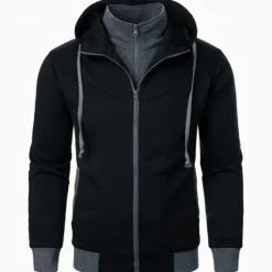 Clearance OUKU Men's Hoodie Full Zip Hoodie Tactical Hoodie Black Light Grey Dark Gray Hooded Plain Tactical Sports & Outdoor Daily Streetwear Cool Casual Winter Spring & Fall Clothing Apparel Hoodies Sweatshirts