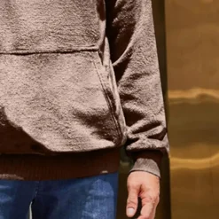 Online OUKU Men's Hoodie Fuzzy Sherpa Black Blue Brown Khaki Gray Hooded Plain Pocket Sports & Outdoor Daily Holiday Streetwear Cool Casual Spring & Fall Clothing Apparel Hoodies Sweatshirts