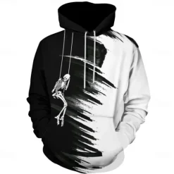 Best OUKU Men's Hoodie Hoodies Sweatshirt Fashion Daily Long Sleeve Hooded Vacation Streetwear Printing Winter Spring & Fall Designer White