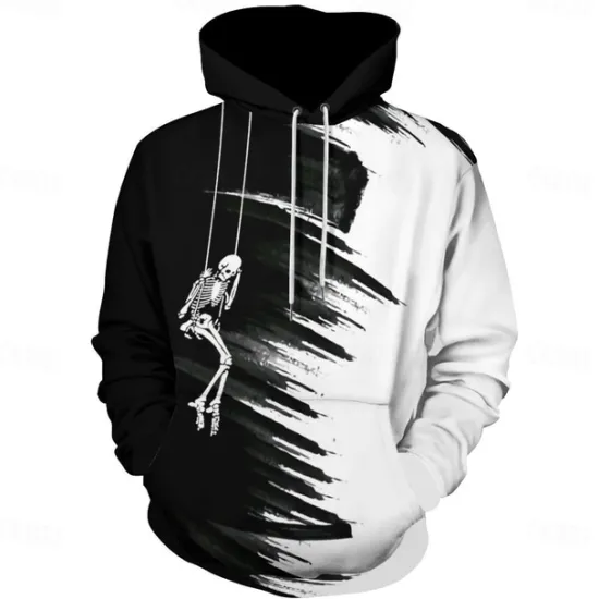 Best OUKU Men's Hoodie Hoodies Sweatshirt Fashion Daily Long Sleeve Hooded Vacation Streetwear Printing Winter Spring & Fall Designer White